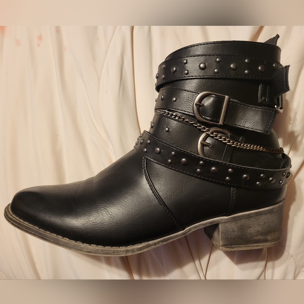 Studded Black Ankle Boots Women's Boots Motorcycle Boots Plus Size